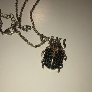 Sparkly green scarab necklace